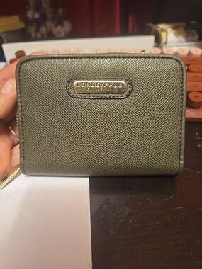 London Fog Olive Saffiano Zip Wallet